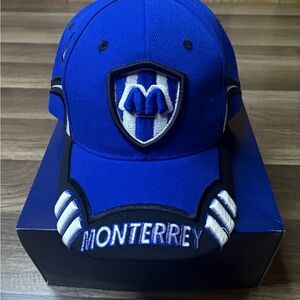 New Santocap Monterrey Soccer Fan Cap Adjustable Blue Black White Acrylic Hat